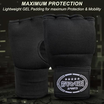 FARABI Kids Hybrid Boxing Inner Gloves Punching Boxing Gloves - color: All Black