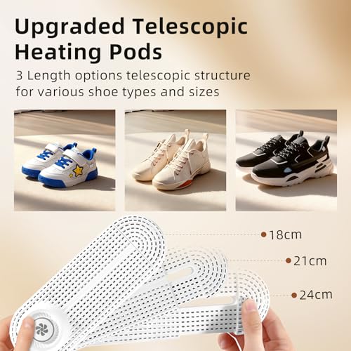 Electric Boot Dryer, Shoe Warmer with IC Controller, Footwear Travel Dryers Silent with 3/6/9 Hours Timer - color: White Pro