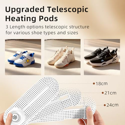 Electric Boot Dryer, Shoe Warmer with IC Controller, Footwear Travel Dryers Silent with 3/6/9 Hours Timer - color: White Pro