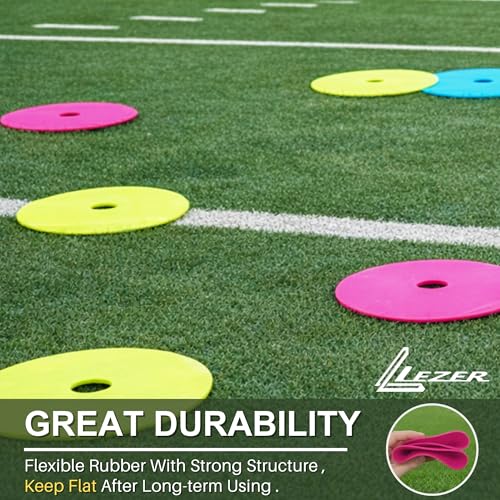 LEZER 6 Inch 8 Inch Flat Cones, Spot Markers, Soccer Cones, Field Court Markers, Sit Spots, Flat Discs, Soccer Training Equipment, Agility Practice, Football, Made in Taiwan - style: 6 inch with 12 pcs
