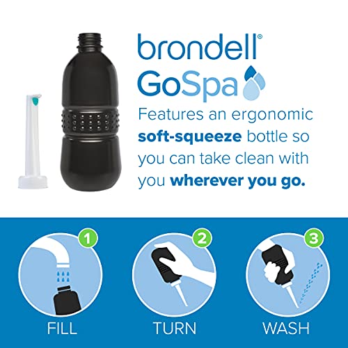 Brondell GoSpa Travel Bidet GS-70 – Portable Peri Bottle for Postpartum & Perineal Care, 400ml Handheld Bidet with Angled Nozzle, Collapsible Design, Nozzle Storage & Travel Bag, Midnight - color: Midnight