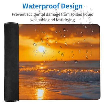 Sunset Gaming Mouse Pad, Mouse Pad 40x20in, Large Desk Mat with Non-Slip Rubber Base, Office Desk Accessories, Large Extended Gaming Keyboard Mat, Big Mousepad for Computer Gamer Office, Orange A-9973 - size: 40 x 20 x 0.1