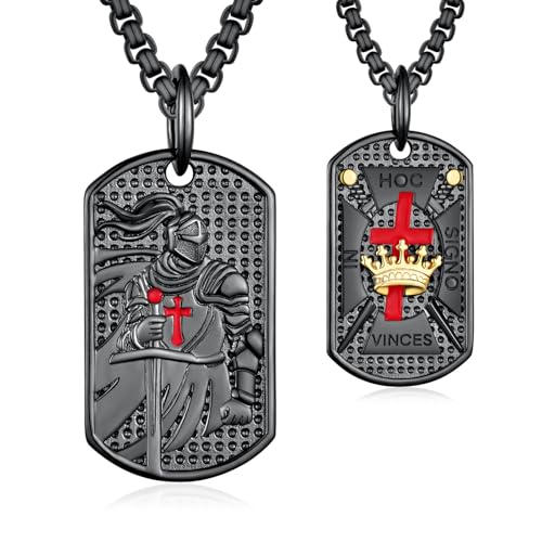 Western Catus/Knights Templar/St Michael/Santa Muerte/Praying Hand/Spartan/Virgin Mary/Tetragrammaton/Wrestlers/Allah Necklace Sterling Silver Dog Tag Necklace Christian Jewelry Gifts for Men - style: Knights Templar