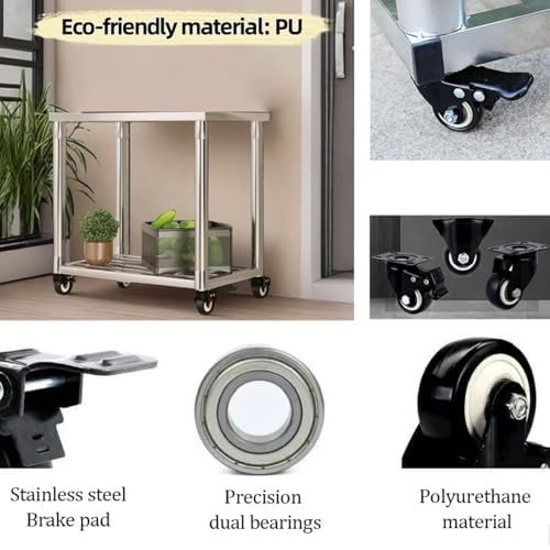 2-Tier Aquarium Stand With Breeder Tank Shelves, Reptile Turtle Terrarium Shelf, Stainless Steel Tubing, Balcony Flower Shelf, Brake Wheels.(50*30*60cm) - size: 50*30*60cm