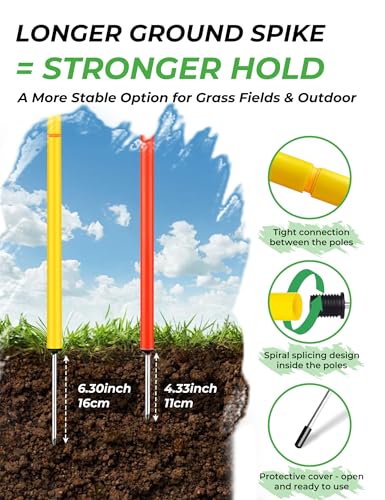 SEAOTTER Soccer Agility Training Poles, 6/10/20Pcs 6FT Adjustable Detachable Sports Speed Training Sticks, Practice Equipment Accessories for Football, Slalom & Rugby, Bending Poles for Horses - size: 20 pack