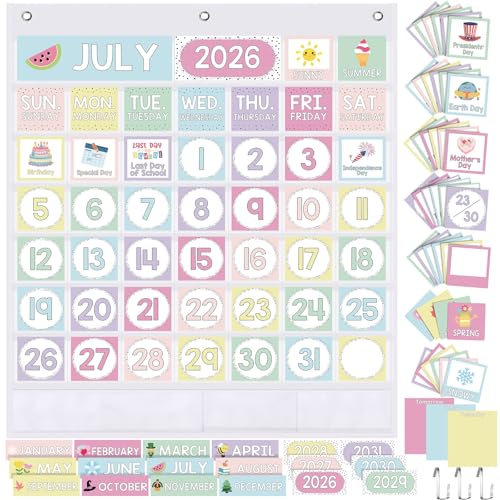 Sinload Classroom Calendar Pocket Chart White, Colourful - color: White, style: Colourful