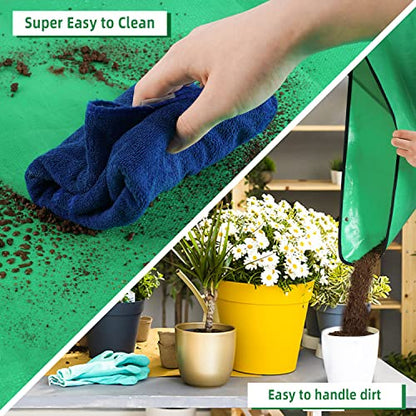 3 PCS 39.5"x 31.5" Large Repotting Mat for Indoor Plant Transplanting and Mess Control Thickened Waterproof Potting Mat Foldable Potting Tray Gardening Mat - color: 3 Pack Green