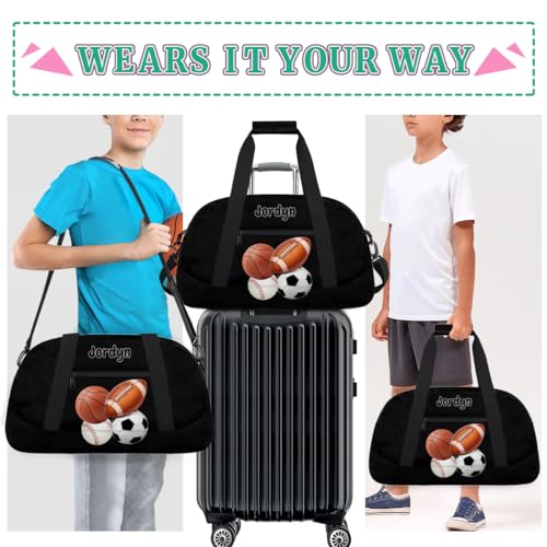 Custom Sports Football Basketball Baseball Duffel Bag, Solid Black | Personalized Named Practice Travel Overnight Training Bag - color: Color 20