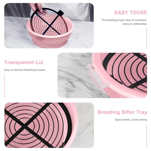 Collapsible Batter Bowl - Breading Bowl Shaker with Lid, Pink - color: Pink