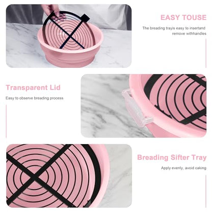 Collapsible Batter Bowl - Breading Bowl Shaker with Lid, Pink - color: Pink