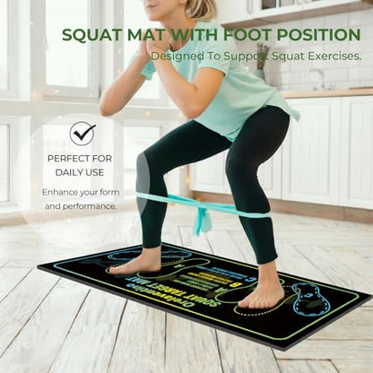Squat Mat with Foot Position,Non-Slip Workout Mat for Squat & Leg Exercises - color: Black