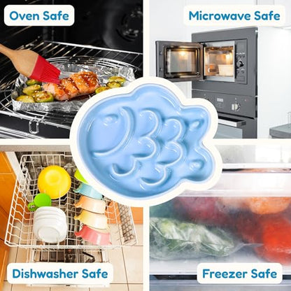 2 Pcs Ceramic Cat Slow Feeder Bowl - Shallow Whisker Friendly Cat Plate for Dry and Wet Food - Puzzle Feeder for Slow Eating - Helps Reduce Vomiting - Microwave & Dishwasher Safe-Non Slip(Blue + Pink) - color: Blue + Pink