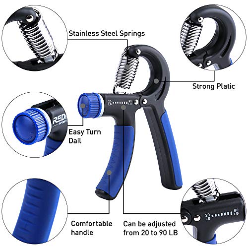 Hand Grip Strengthener - 2 Pack Forearm Exerciser Adjustable Resistance 20-90lbs Hand Squeezer for Men,Women - Grip Workout and Hand Rehabilitation blue