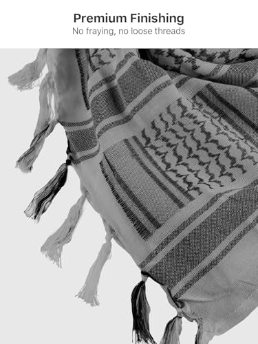 FREE SOLDIER Scarf Military Shemagh Tactical Desert Keffiyeh Head Neck Scarf Arab Wrap with Tassel for Men Women - color: Tan and Gray