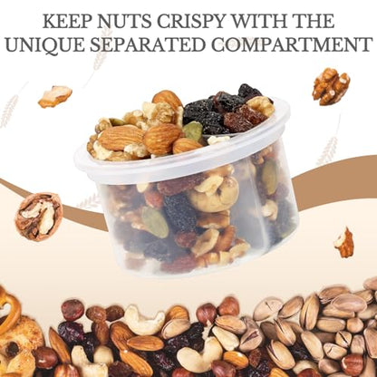 SOLIGT Overnight Oats Containers with Lids, Folding Spoons and Divided Compartment for Fruit & Nuts, Small Glass 16oz Mason Jars for Oatmeal Yogurt Parfait (2 Set-Smoke Gray/Oat White) - color: 2 Set-Smoke Gray/Oat White