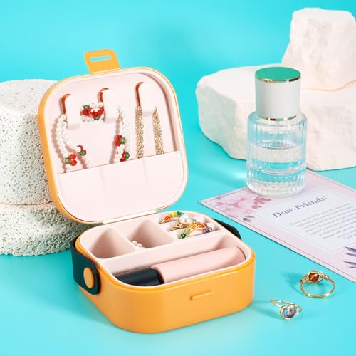 Silicone Jewelry Boxes Present Box,PU Leather Travel Jewelry Case,Mini Jewelry Box Travel Jewelry Box Jewelry Gift Boxes Necklaces Earrings Bracelets Boxes for Women,Orange - color: Orange