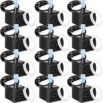 Lounsweer 12 Set Mini Fountain Pump 50 GPH 3W Small Submersible Water Pump with 3.3 ft Tube Electric Quiet Aquarium aspirator for Fish Tank, Pond, Pool, Aquariums, Pet Fountain Hydroponics