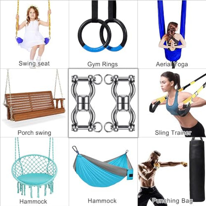 SELEWARE Heavy Duty Bearing Swing Swivel, 360° Rotation Hanging Accessory | Quiet Smooth Rotation, Supports Up to 1200LB, 2 Pack, Removable Buckle for Swings, Hammocks, Tire Swings and Heavy Bags - color: Swivel - Style B, 2 Pack