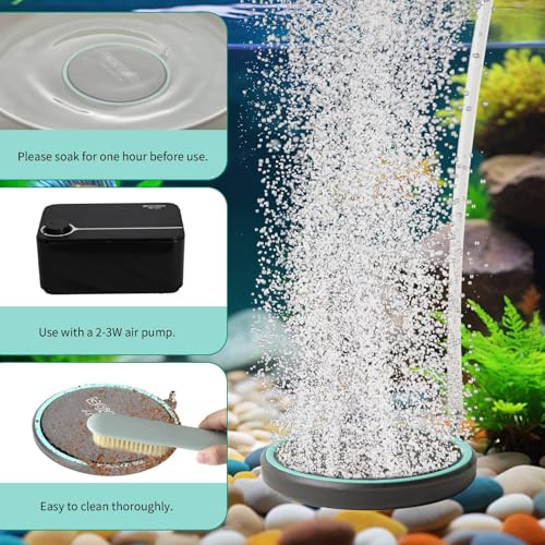 2inch Nano Aquarium Air Stone, Quiet Bubble Diffuser | Nano Ceramic, Ultra-Fine Bubbles, Complete Kit, Hydroponics & Shrimp Tank - size: 2 inch
