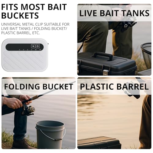Small Rechargeable Bait Bucket Aerator, Rechargeable Aerator for Fishing,Adjustable 3 Speed 13GPH-32GPH Minnow Bucket Aerator,Intermittent Mode,Quiet Voice, Suitable for Fishing Enthusiasts - style: 1-6Hour