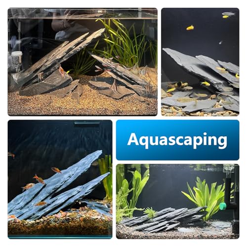 Natural Slate Rock 5lb Reptile Basking Stone Fish Tank Rocks for Aquarium Landscaping, Tank Decoration, Fairy Gardens,Reptile & Amphibian Enclosures 3-8 Inches