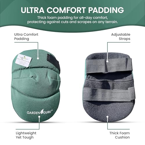 Garden Guru Cushioned Gardening Knee Pads with Adjustable Straps - Soft Inner Liner, Ultra Comfort Padding, Garden Kneelers for Yard Work, Cleaning, Household Chores, Roofing, and More (2 Pack) - size: 2 Pack, style: Ultra Soft Cushion