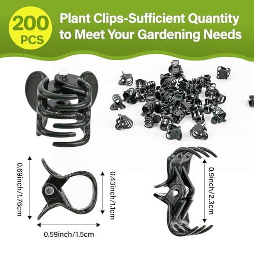 RAINFLOW 200 PCS Plant Clips - Orchid Clips for Vines, Stakes and Trellises | Small Plant Support Clips for Orchids, Climbing Vines, Flower Stems, Indoor Plants, Stakes and Trellises