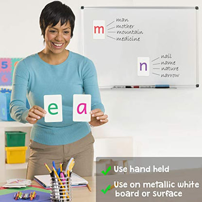 Attractivia Magnetic Big Alphabet ABC Flash Cards - 36 Sturdy Lowercase Large Letters(3 Sets of Vowels) - for Classroom Teachers, Homeschool, ESL, Kids and Adults - style: Lowercase