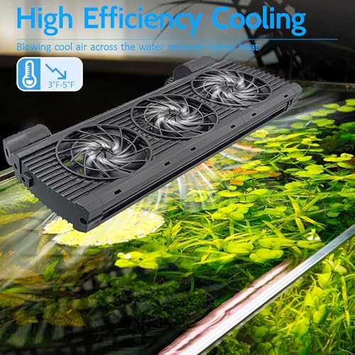 Upgrade Aquarium Fan with Memory Function,Fish Tank Cooling Fan,Aquarium Cooler Water Chiller for Axolotl Betta Fish Accessories with Adjustable Speed and Timer(3 fan) - size: 3 fan