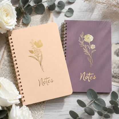 Prelady 2 Pack Pink & Purple A5 Spiral Notebook, College Ruled Bible Journal for Women with Storage Pocket, Aesthetic Back to School Supplies for Teen Girls - color: Pink & Purple