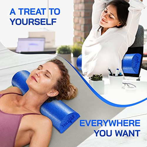 Yes4All Medium Firm Half Foam Rollers for Post-Workout Relaxation, 12/18/24/36 inch PE Foam Roll for Back Massage & Yoga Exercise - color: Half Blue, style: 18-inch