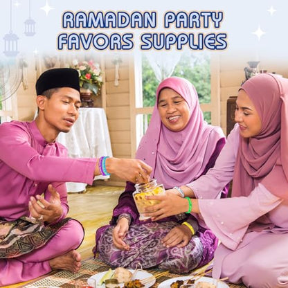 Landical 60 Pcs Eid Al Adha Silicone Bracelets Ramadan Mubarak Kareem Motivational Rubber Wristbands Colored Silicone Bracelets Muslim Gifts Ramadan Festival Party - style: Ramadan