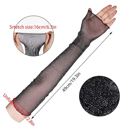 Jmkcoz 3 Pairs Women's Long Ultra-thin Lace Gloves UV Protection Cooling Arms Sleeves Fingerless Mesh Gloves for Sport Party