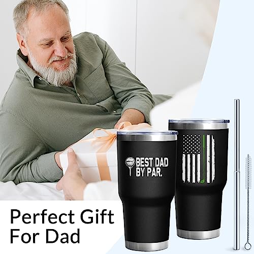 Dad Gifts for Men BEST DAD BY PAR 30 Tumbler Oz Stainless Steel Insulated Cup Tumbler Coffee Mug with Lid and Straw Mens Father's Day, Christmas and Birthday Gifts Idea - color: DAD-Golf-01