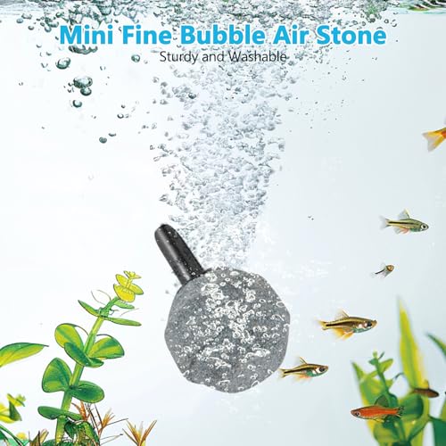 hygger Ultra Silent 1.5W Fish Bowl Aqaurium Mini Air Pump with Accessories, Oxygen Aerator Kit for Fish Tank 0.5-15 Gallon, Comes with 3/16 Inch Air Tubing, Air Stone, AC 110V/60HZ