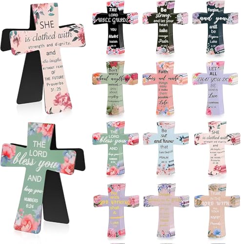 12 Pcs Magnetic Cross Bookmarks, Christian Bible Verse Bookmark Set, Religious Gifts for Bible Study, Inspirational Page Clips for Scripture Journaling