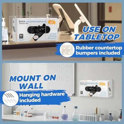Storage Standard Glove Box Holder Dispenser - Kitchen, Medical, & Latex Gloves Holder Wall Mount or Countertop, Universal Fit - Thick Acrylic, Easy to Use, Slide, & Load Open Top Design - Clear - color: Clear - Single