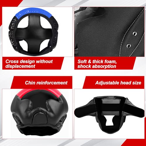 2 Pack & 1 Pack Boxing Headgear - Sparring Safety Head Guard for MMA, Kickboxing, Muay Thai, Boxing - Men, Women, Kids - color: Red & Blue, size: Small-Medium