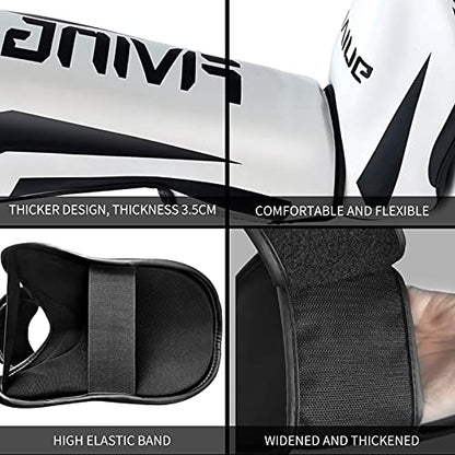 MMA Martial Arts Shin Guards – Padded, Adjustable Muay Thai Leg Guards with Instep Protection for Kickboxing/MMA Training and Sparring – Durable, Professional MMA Equipment - color: White, size: Medium