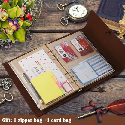 OMEYA Leather Journal Notebook, Refillable Writing Journal Diary Planner for Women Girls (Brown, A5-9.3''×6.3'') - color: Brown, size: A5-9.3''×6.3''