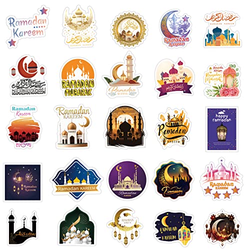 65PCS Ramadan Stickers Islamic Sticker Vinyl Waterproof for Laptop,Bumper,Skateboard,Water Bottles,Computer,Phone