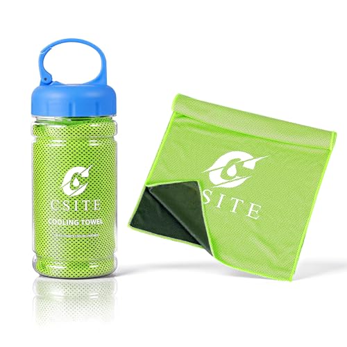 CSITE Cooling Towels (47"x12") for Neck and Face, Ice Towel for Hot Weather, Soft Breathable Chilly Gym Towels, Microfiber Towel for Work Out, Yoga, Running, Camping & More Activities（Green） - color: Green
