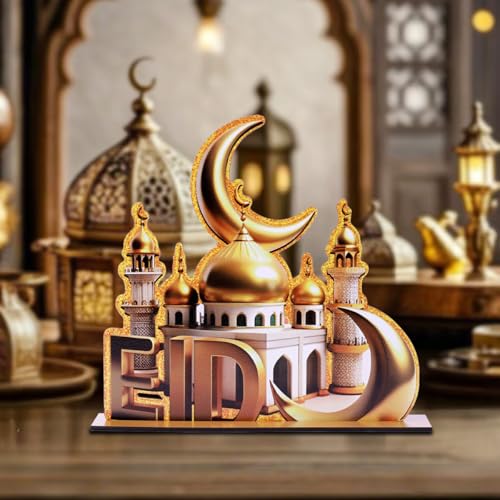 Ramadan Centerpieces Decorations,Eid Mubarak Table Decor,Happy Ramadan Kareem Signs,Detachable Tabletop Party Supplies