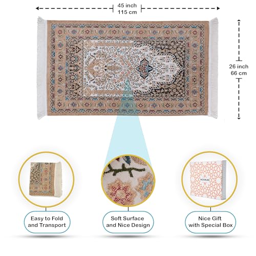 Prayer Rug Islam, Prayer Matt Islam, Prayer Rugs Islam Thick and Soft, Prayer Mat Muslim, Muslim Praying Mat, Portable Prayer Rug, Eid Gift Boxes (Light Brown) - color: Light Brown