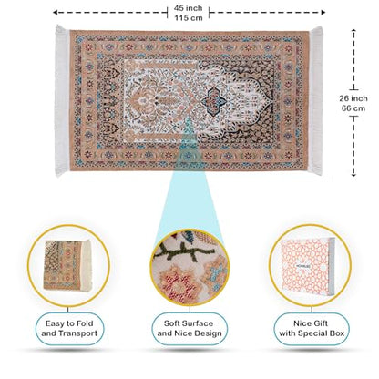 Prayer Rug Islam, Prayer Matt Islam, Prayer Rugs Islam Thick and Soft, Prayer Mat Muslim, Muslim Praying Mat, Portable Prayer Rug, Eid Gift Boxes (Light Brown) - color: Light Brown