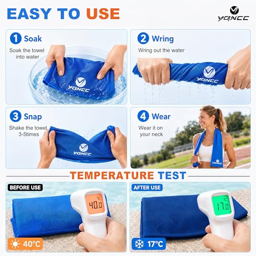 YQXCC 4 Pack Cooling Towels 40"x12", Cool Ice Towels for Neck & Face | Cooling Neck Wraps, Soft Breathable Microfiber Chilly Towels, Ideal for Gym, Yoga, Golf, Running, Camping & Hot Weather - color: 2 Dark Blue, 2 Green