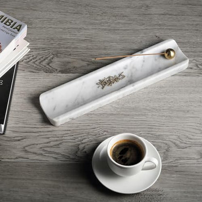 Koville Italian Carrara Natural Marble Incense Holder, Incense Holders for Sticks, Incense Burner Holder, Ideal for Meditation and Relaxing, Easy to Clean(Bianco Carrara) - color: White Marble-bianco Carrara