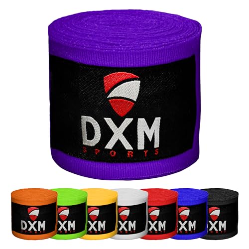 DXM SPORTS Boxing Hand Wraps Inner Gloves - 180 Inch Elasticated Thumb Loop Bandages - Kickboxing MMA Muay Thai Kickboxing Martial Arts Punching Training for Men Women - color: Purple