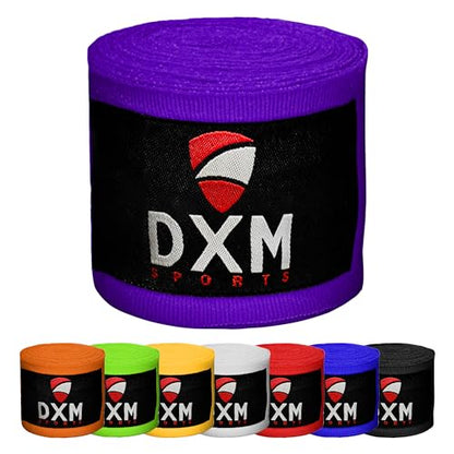 DXM SPORTS Boxing Hand Wraps Inner Gloves - 180 Inch Elasticated Thumb Loop Bandages - Kickboxing MMA Muay Thai Kickboxing Martial Arts Punching Training for Men Women - color: Purple