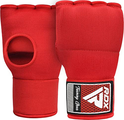 RDX Gel Boxing Hand Wraps Inner Gloves Men Women, Quick 100cm Long Wrist Straps, Elasticated Padded Fist Under Mitts Protection, Muay Thai MMA Kickboxing Martial Arts - color: Red, size: X-Large